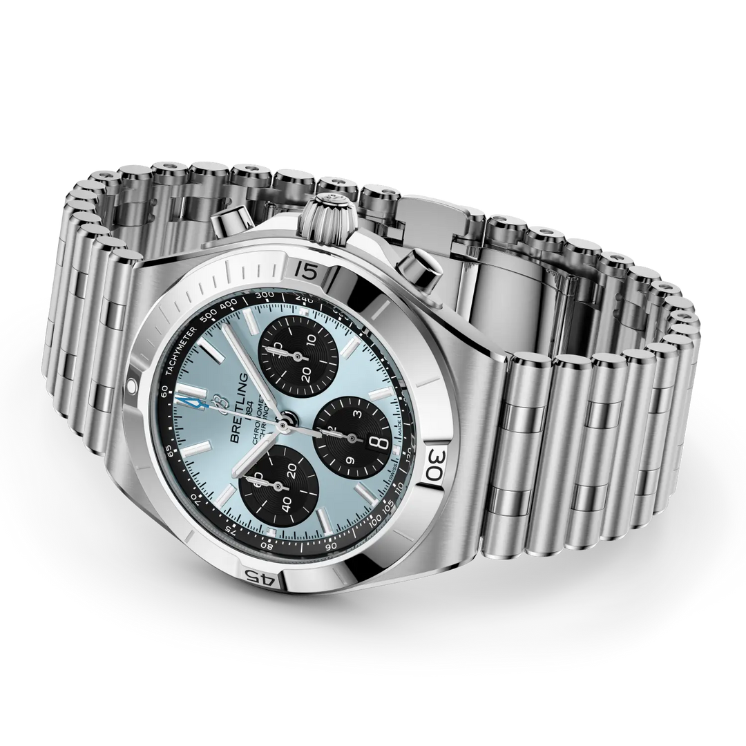 Breitling Chronomat B01 Chronograph 42 PB0158101C1A1 - cassa acciaio/platino - bracciale acciaio - quadrante azzurro con cronografo e datario