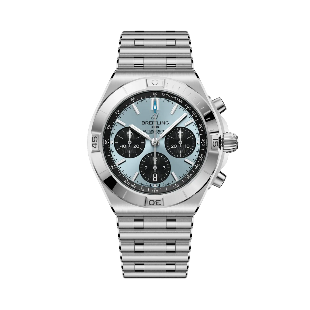 Breitling Chronomat B01 Chronograph 42 PB0158101C1A1 - cassa acciaio/platino - bracciale acciaio - quadrante azzurro con cronografo e datario