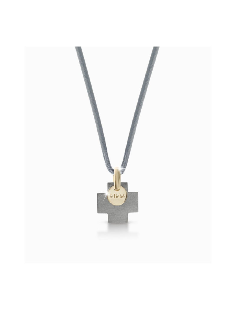 Pendente Croce in Titanio e medaglia in oro con logo