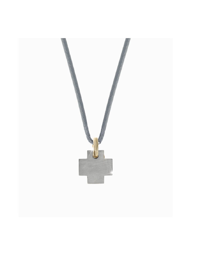 Pendente Croce in Titanio e medaglia in oro con logo