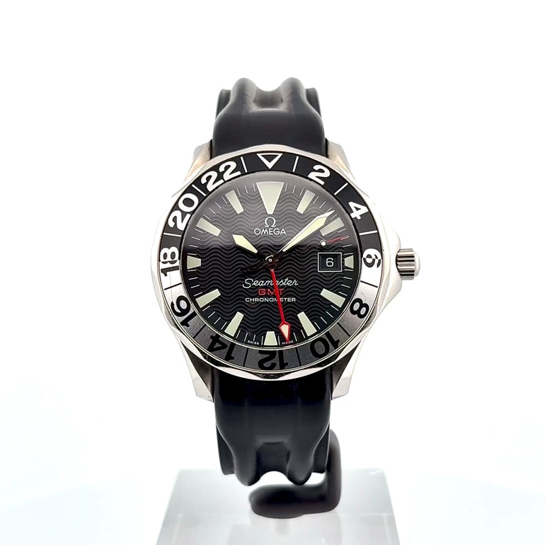 OMEGA Seamaster Diver GMT ref 2834.50.91 - cinturino caucciù nero - cassa acciaio - quadrante nero con datario e funzione GMT