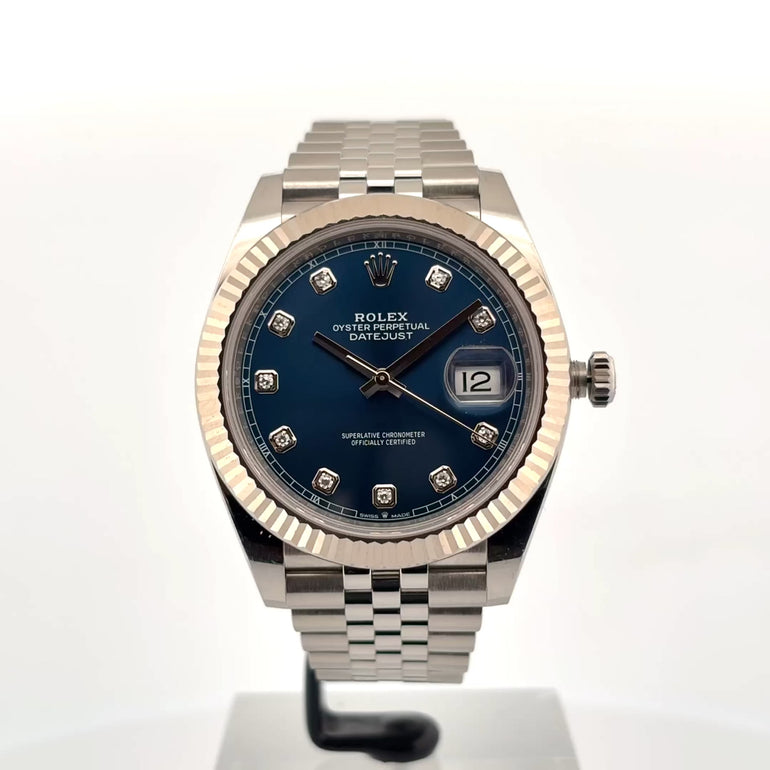 ROLEX Datejust II 41mm ref. 126334 - bracciale e cassa acciaio - quadrante blu con diamanti e datario