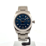 Load and play video in Gallery viewer, ROLEX Oyster Perpetual Airking 34mm blu Ref. 114200 - bracciale e cassa acciaio - quadrante blu