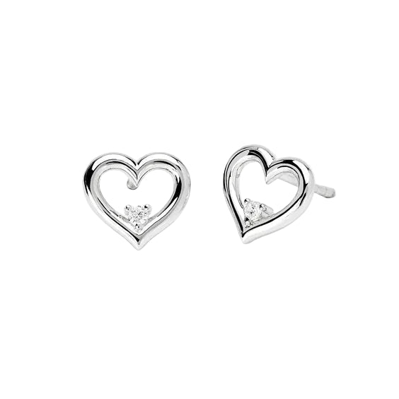 Orecchini a Cuore con Diamante Lab-Grown