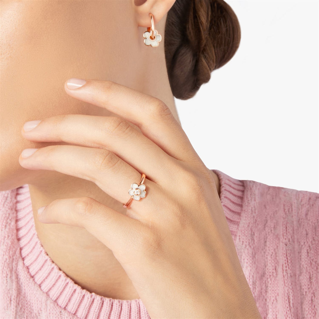 DoDo Anello fiore in oro rosa, smalto e diamante DAC3004-FLOWS-EBB9R