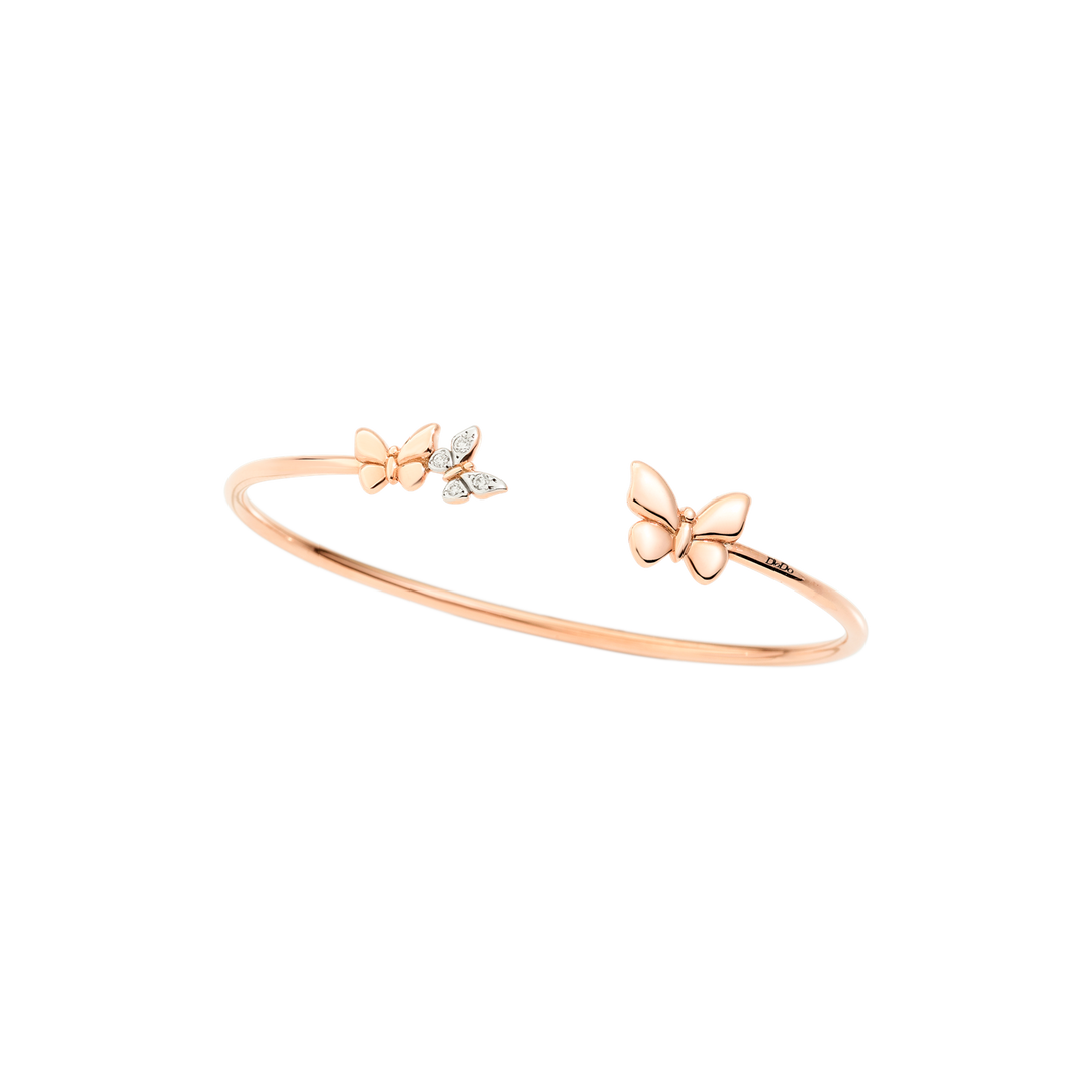 DoDo Bracciale bangle farfalla in oro rosa e diamanti DBC2003-BFLYS-DB09R