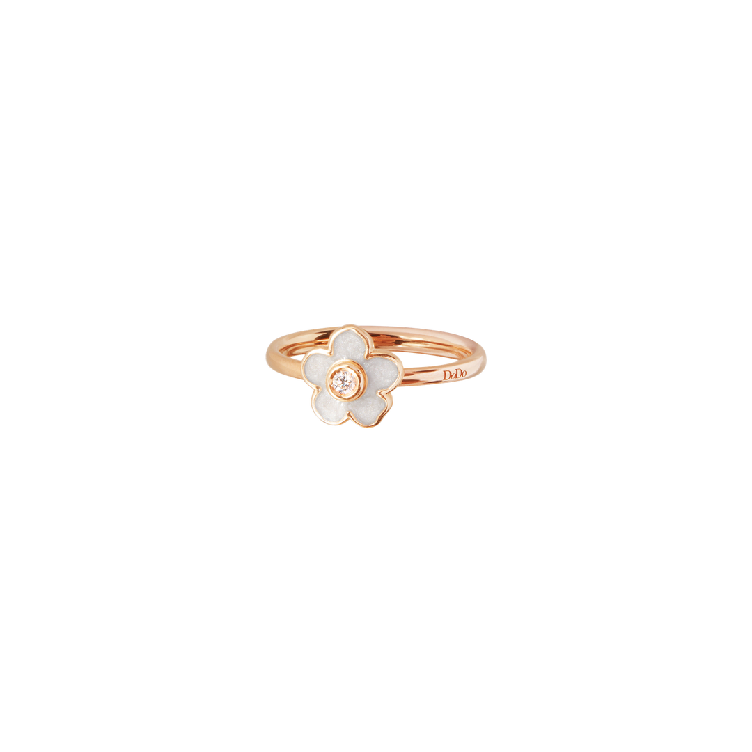 DoDo Anello fiore in oro rosa, smalto e diamante DAC3004-FLOWS-EBB9R