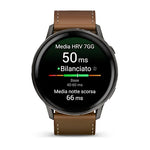 Load image into Gallery viewer, Garmin Venu® 4 - 45mm 010-03014-03 - cinturino pelle marrone - cassa acciaio nera - quadrante multifunzionale nero