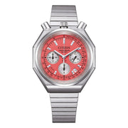 Citizen Tsuno Bullhead Chronograph AN3700-89Z - bracciale e cassa acciaio - quadrante rosa salmone con crono e datario
