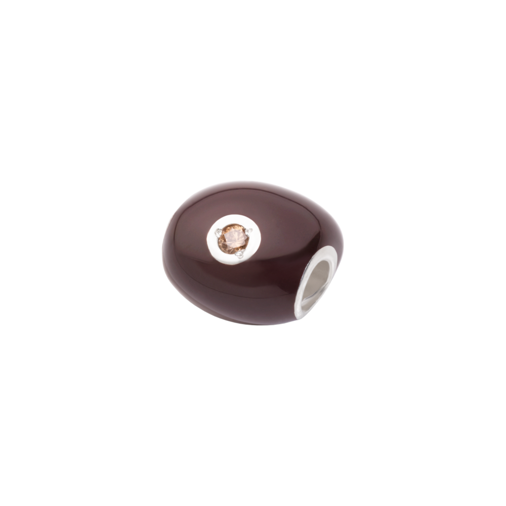 Queriot Sasso grande in argento, smalto marrone e diamante Brown SASA00LARBRB