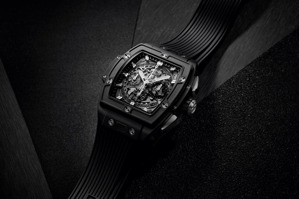 Hublot Spirit Of Big Bang Black Magic 642.CI.0170.RX - cassa ceramica nera - cinturino caucciù nero - quadrante scheletrato con cronografo e datario