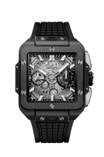 Load image into Gallery viewer, Hublot Square Bang Unico Black Magic 821.CI.0170.RX - cinturino caucciù nero - cassa ceramica nera e quadrante scheletrato