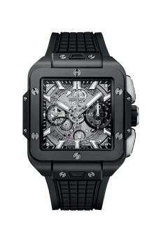 Hublot Square Bang Unico Black Magic 821.CI.0170.RX - cinturino caucciù nero - cassa ceramica nera e quadrante scheletrato