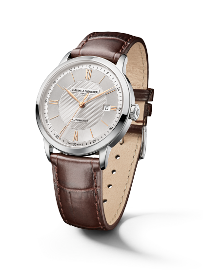 Baume & Mercier Classima 10853 - cassa acciaio - cinturino pelle marrone - quadrante argento con datario