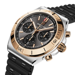 Load image into Gallery viewer, Breitling Chronomat B01 Chronograph 42 UB0158101B1S1 - cassa acciaio/oro rosa - cinturino caucciù nero - quadrante grigio con cronografo e datario 