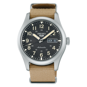 Seiko 5 sports SRPG35K1 - cassa acciaio - cinturino nylon beige - quadrante nero con datario