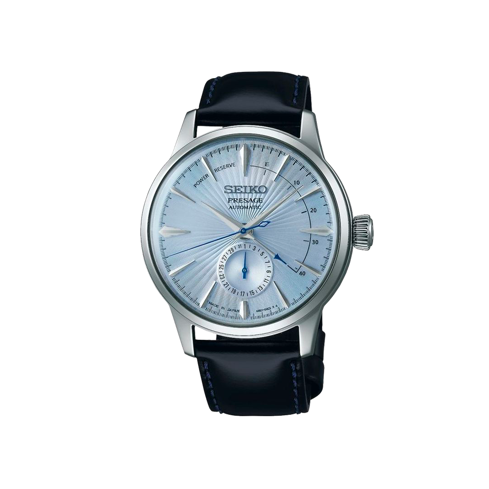 Seiko Presage Cocktail SSA343J1 - cinturino in pelle blu  - cassa acciaio - quadrante azzurro