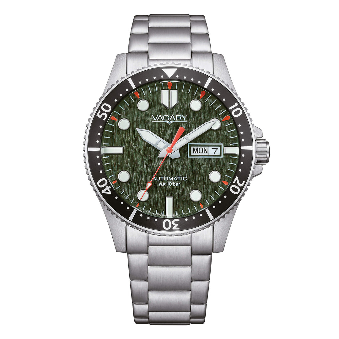 Vagary Aqua G.Matic 40mm IX3-319-43 - cassa e bracciale acciaio - quadrante verde con datario