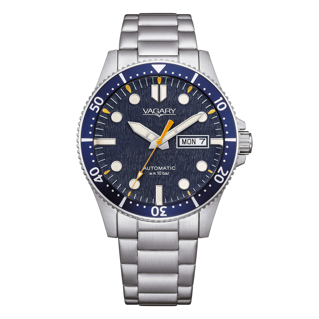 Vagary Aqua G.Matic 40mm IX3-319-73 - cassa e bracciale acciaio - quadrante e ghiera blu - datario