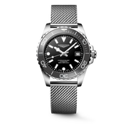 Longines Hydroconquest 39mm L3.779.4.70.6 - bracciale e cassa acciaio - quadrante nero laccato lucido con datario - ghiera grigia