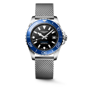 Longines Hydroconquest 39mm L3.779.4.90.6 - bracciale e cassa acciaio - quadrante nero laccato lucido - ghiera blu