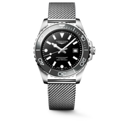 Longines Hydroconquest 42mm L3.788.4.70.6 - bracciale e cassa acciaio - quadrante nero lucido e ghiera grigia - datario