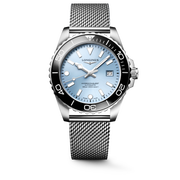 Longines Hydroconquest 42mm L3.788.4.99.6 - bracciale e cassa acciaio - quadrante azzurro ghiaccio con datario - ghiera ceramica nera