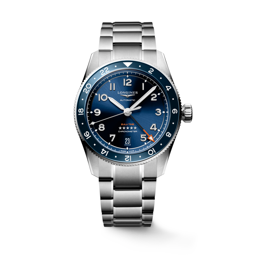 Longines Spirit Zulu Time 39mm L3.802.4.93.6 - cassa e bracciale acciaio - quadrante blu con funzione GMT