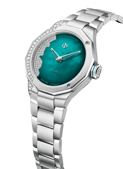 Baume & Mercier Riviera Coastline 10868 - bracciale e cassa acciaio - quadrante verde acqua