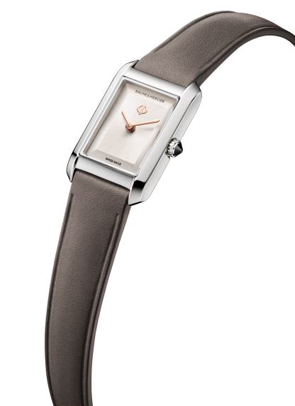 Baume & Mercier Hampton 10859 - cassa acciaio - cinturino pelle marrone - quadrante argento caldo